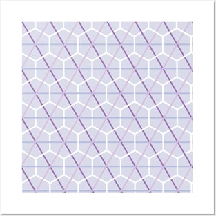 Lilac Honeycomb Criss Cross Pattern Posters and Art